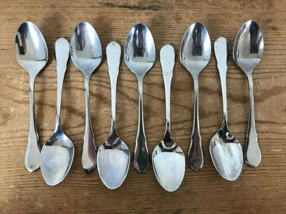 Set Lot 9 Vtg Mid Century WMF Cromargan Stainless Flatware Dessert Spoons 5.25